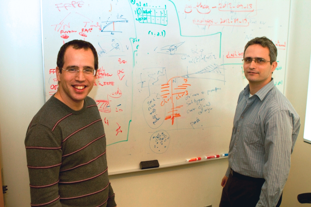 Drs. Yotam Drier (left) and Gad Getz at the Broad Institute