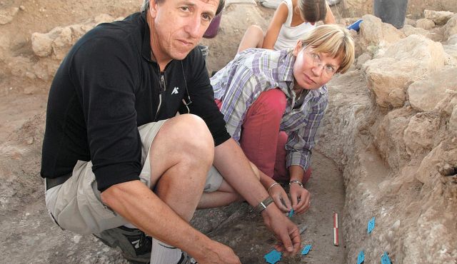 An archaeological dig in Tel Tzafit, the hometown of biblical giant Goliath.